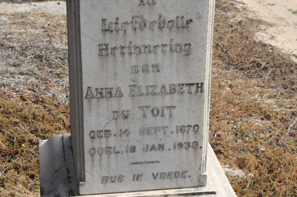 TOIT Anna Elizabeth, du 1870-1938
