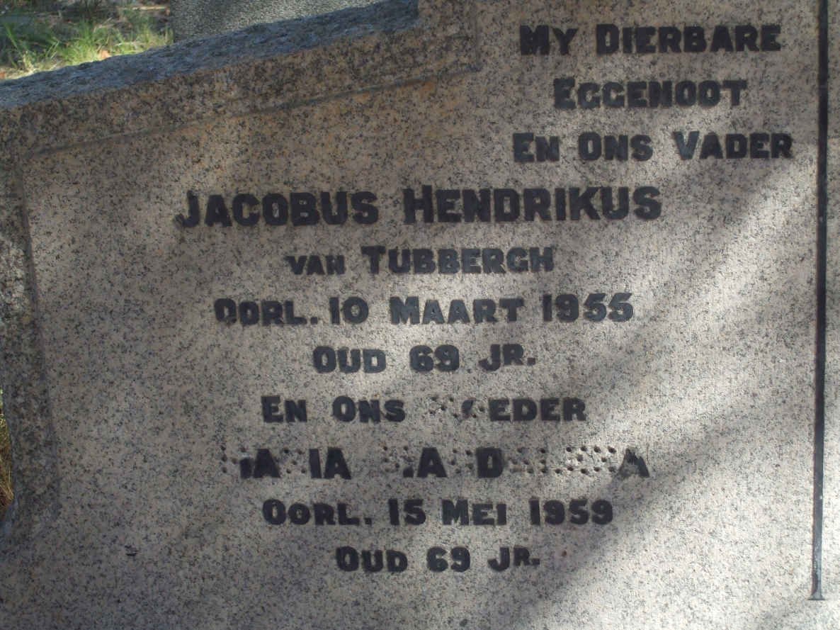 TUBBERGH Jacobus Hendrikus, van -1955 &amp; Maria Magdalena -1959