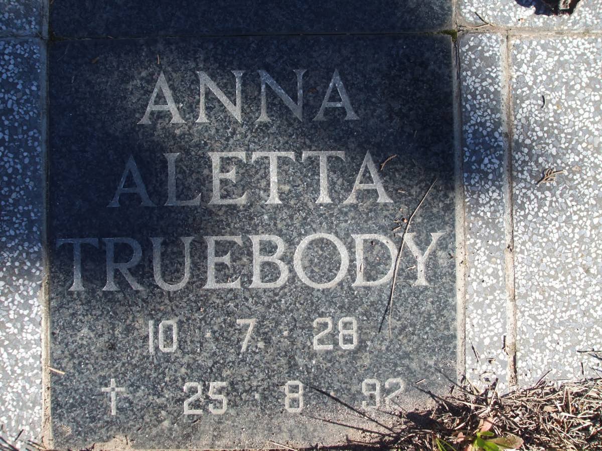 TRUEBODY Anna Aletta 1928-1992