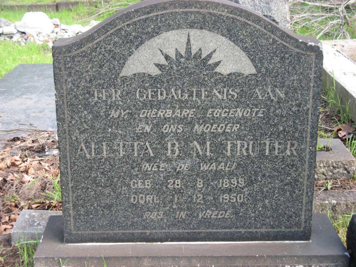 TRUTER Aletta B.M. nee DE WAAL 1899-1950
