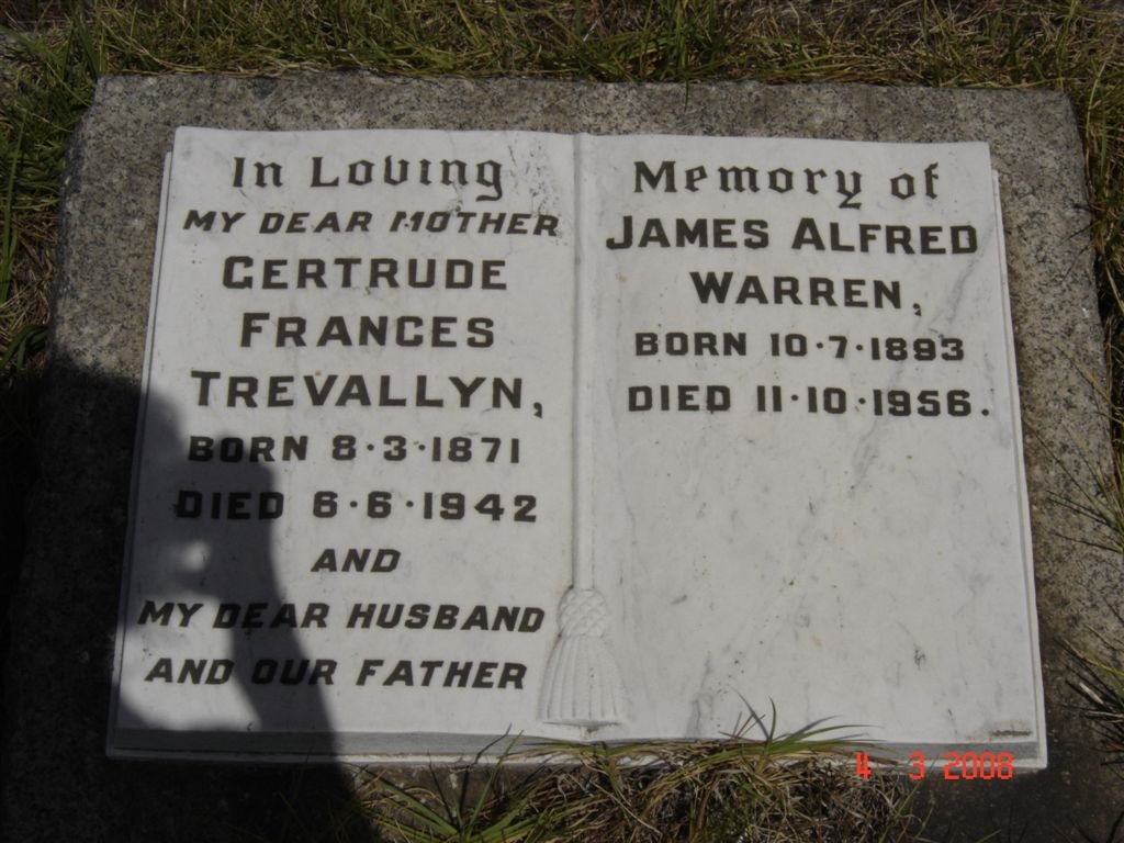 TREVALLYN Gertrude Frances 1871-1942 :: WARREN James Alfred 1893-1956