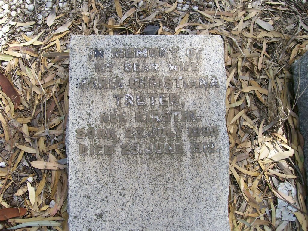 TRUTER Maria Christina nee KIRSTIN 1883-1918