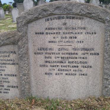 NICOLSON Andrew 1970-1937 :: TRAUTMANN Leonard Carl 1903-1942 :: NICOLSON Williamina 1863-1945