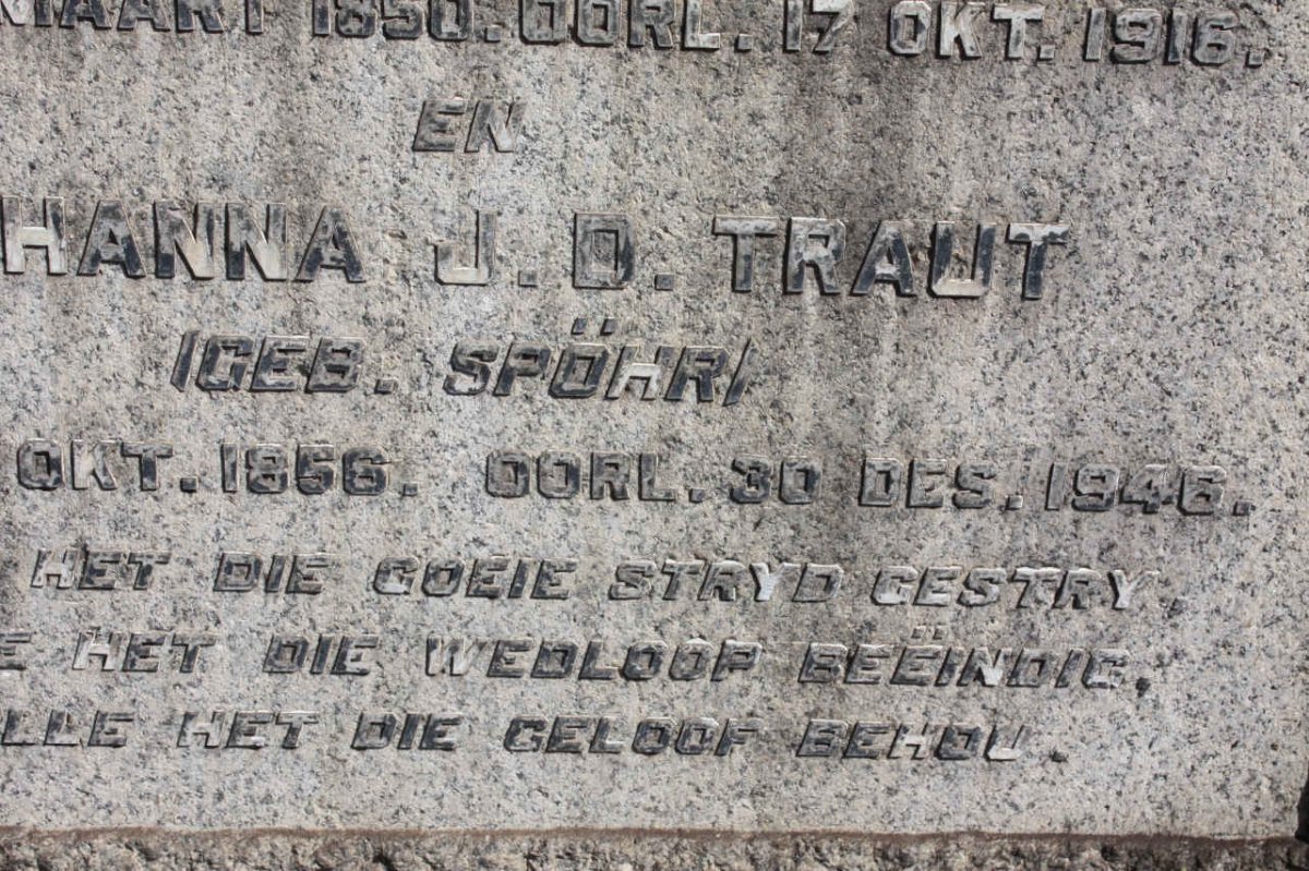 TRAUT Johanna J.D. nee SPOHR 1856-1946