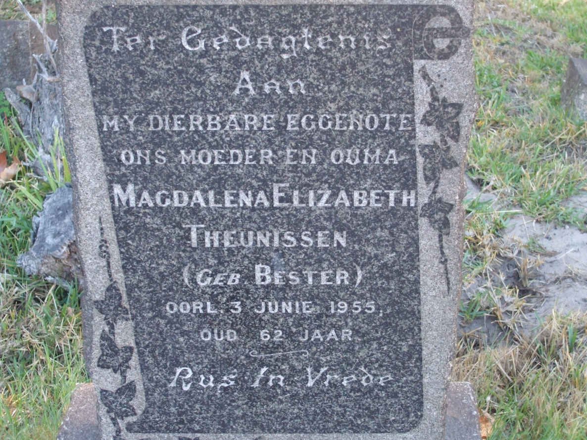 THEUNISSEN Magdalena Elizabeth nee BESTER -1955
