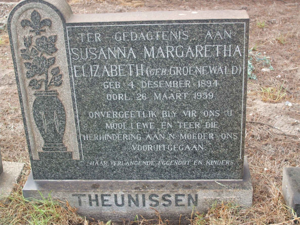 THEUNISSEN Susanna Margaretha Elizabeth nee GROENEWALD 1894-1959