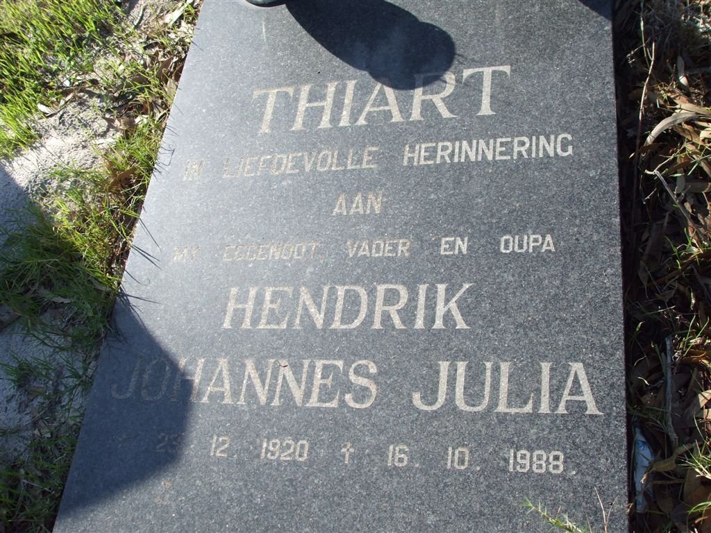 THIART Hendrik Johannes Julia 1920-1988