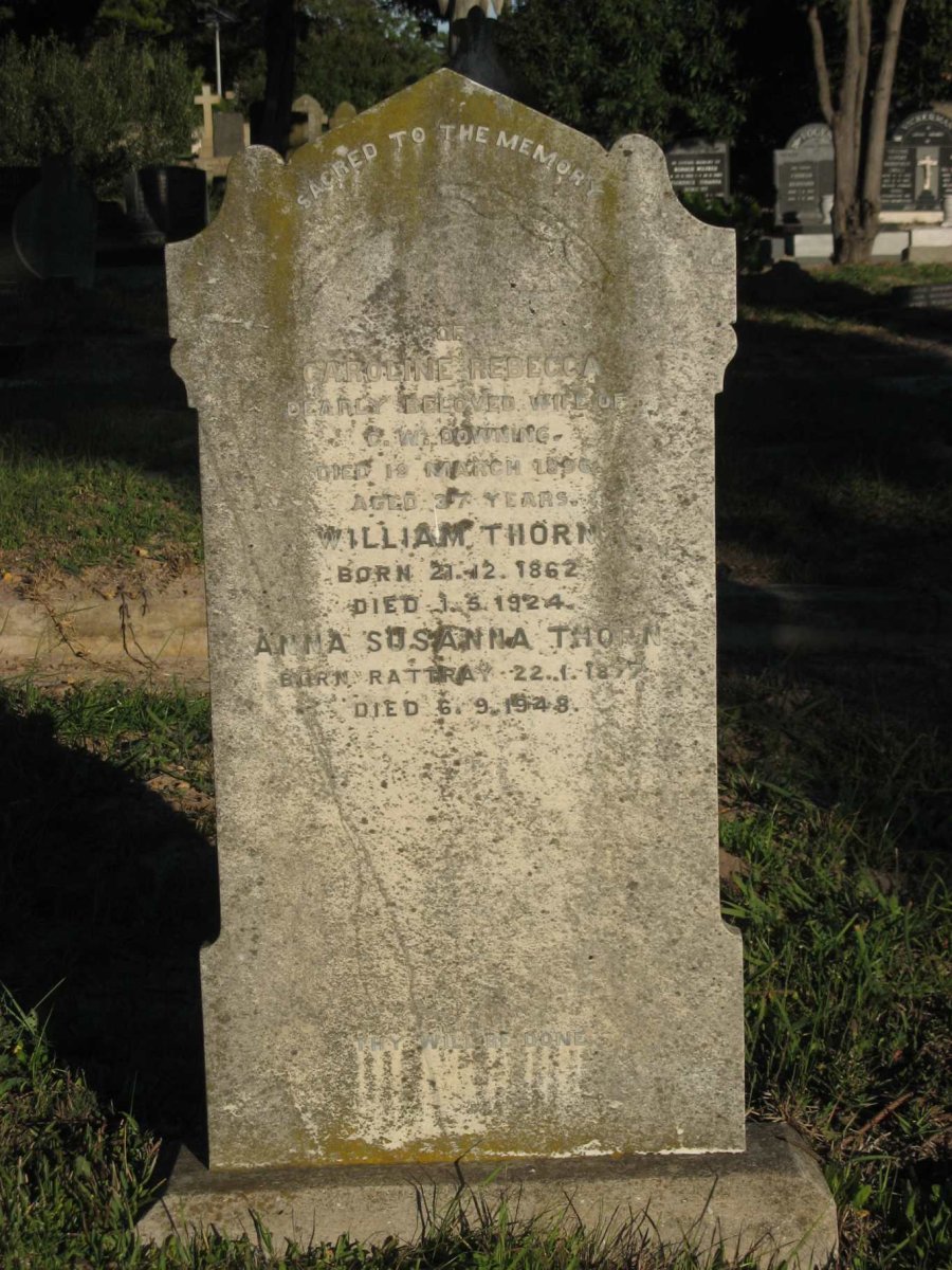 THORN William 1862-1924 &amp; Anna Susanna RATTRAY 1877-1948 :: DOWNING Caroline Rebecca -1896