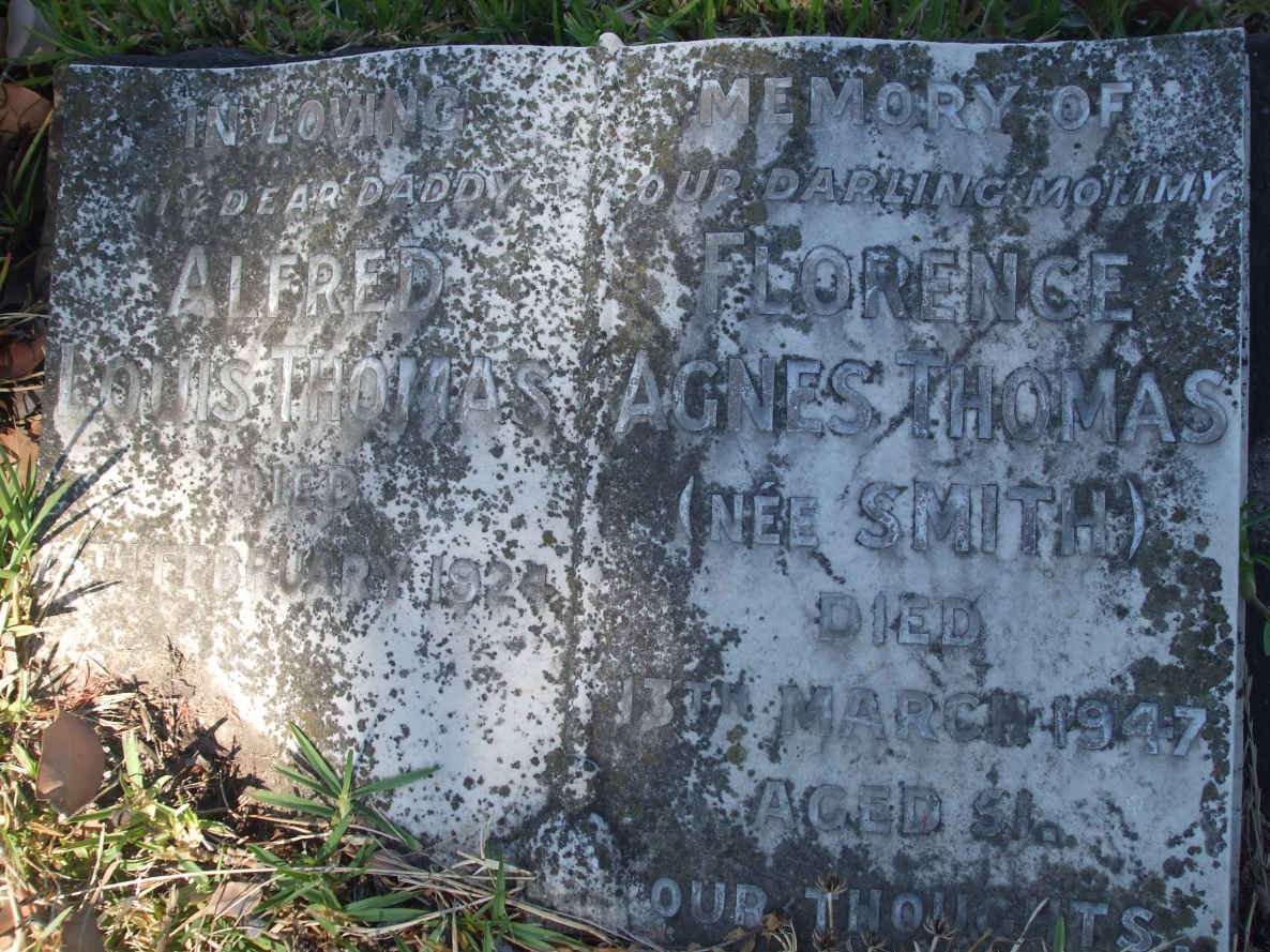 THOMAS Alfred Louis -1924 &amp; Florence Agnes SMITH -1947