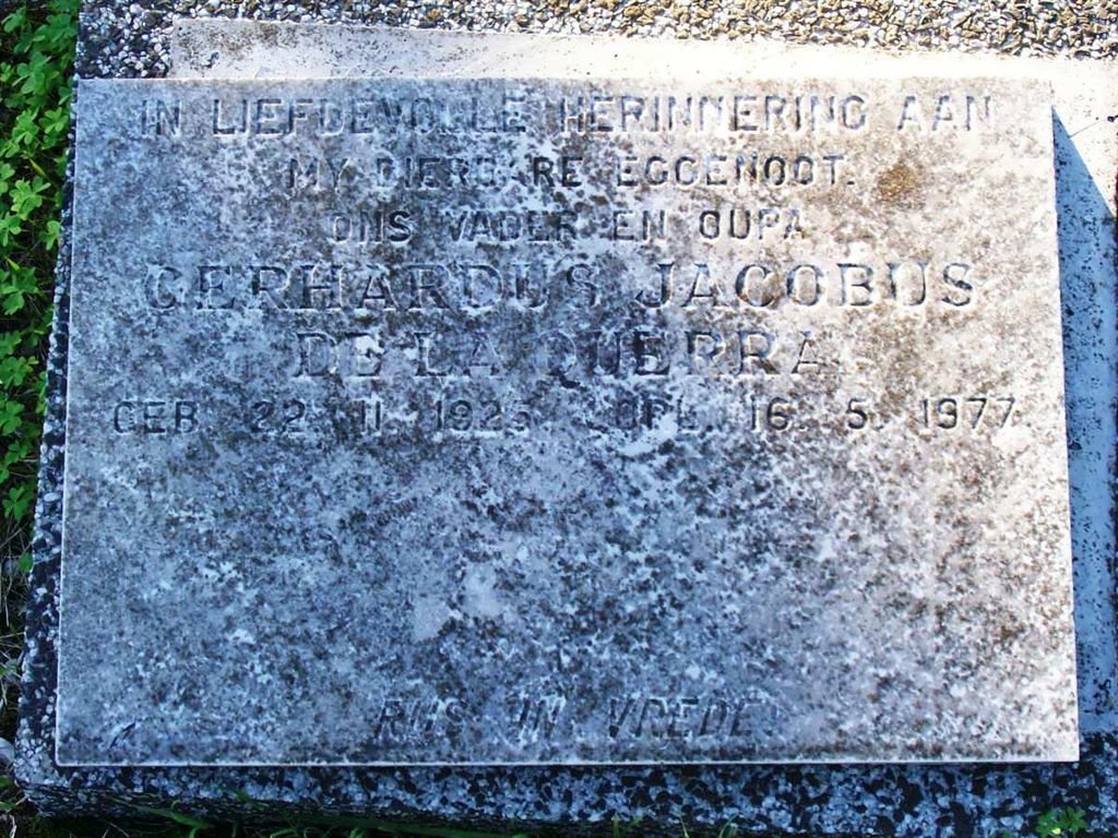 QUERRA Gerhardus Jacobus, de la 1925-1977