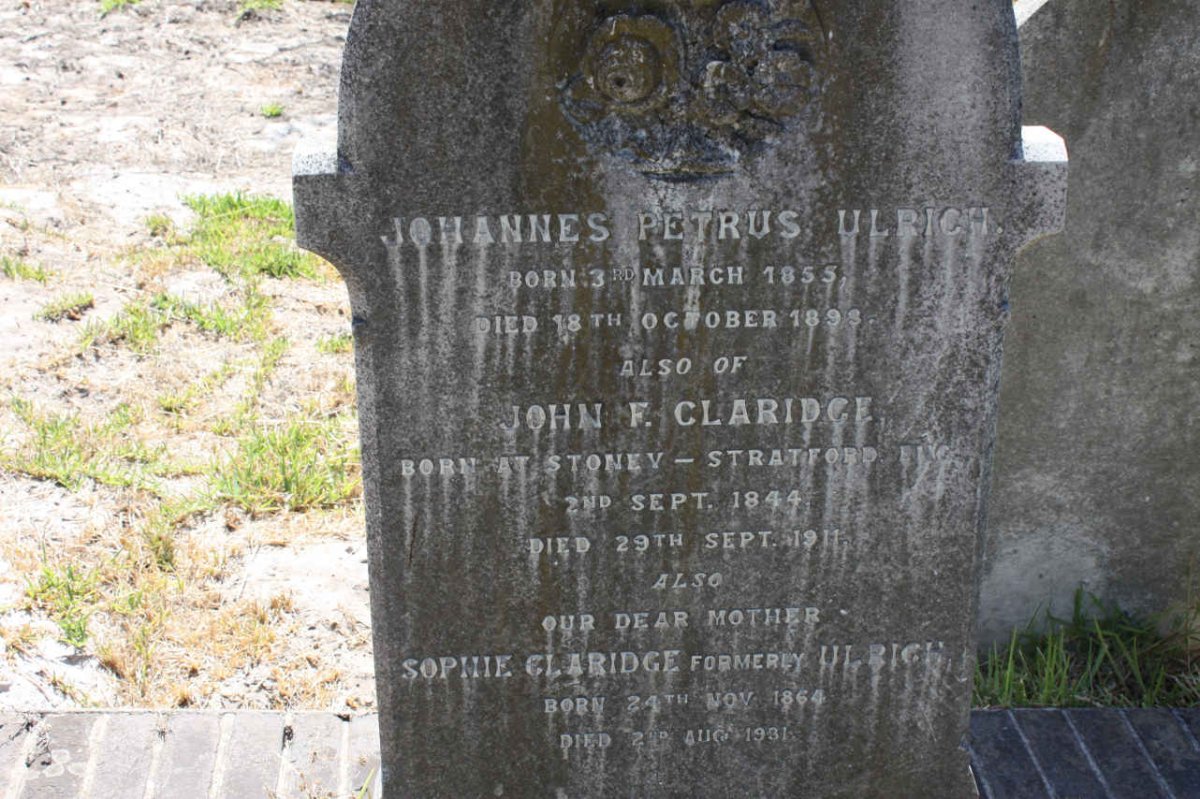ULRICH Johannes Petrus 1855-1895 :: CLARIDGE John F. 1844-1911 :: CLARIDGE Sophie formerly ULRICH 1864-1931