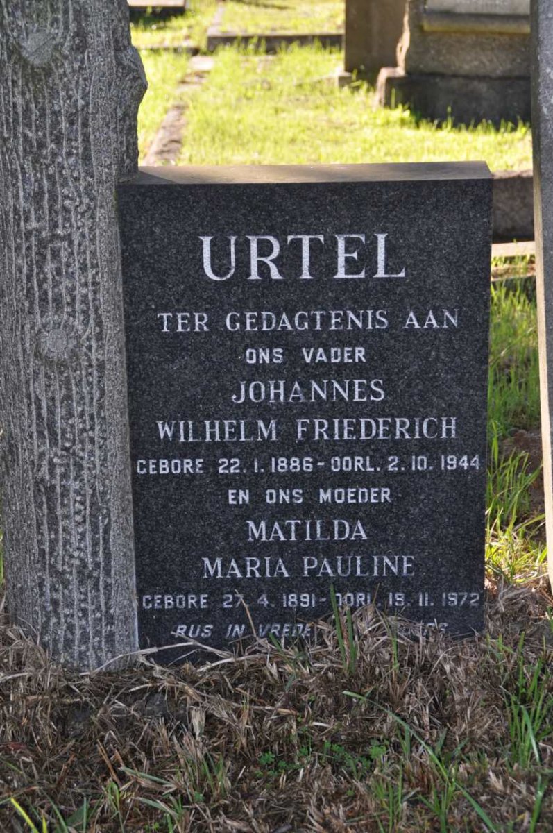 URTEL Johannes Wilhelm Friederich 1886-1944 &amp; Matilda Maria Pauline 1891-1972