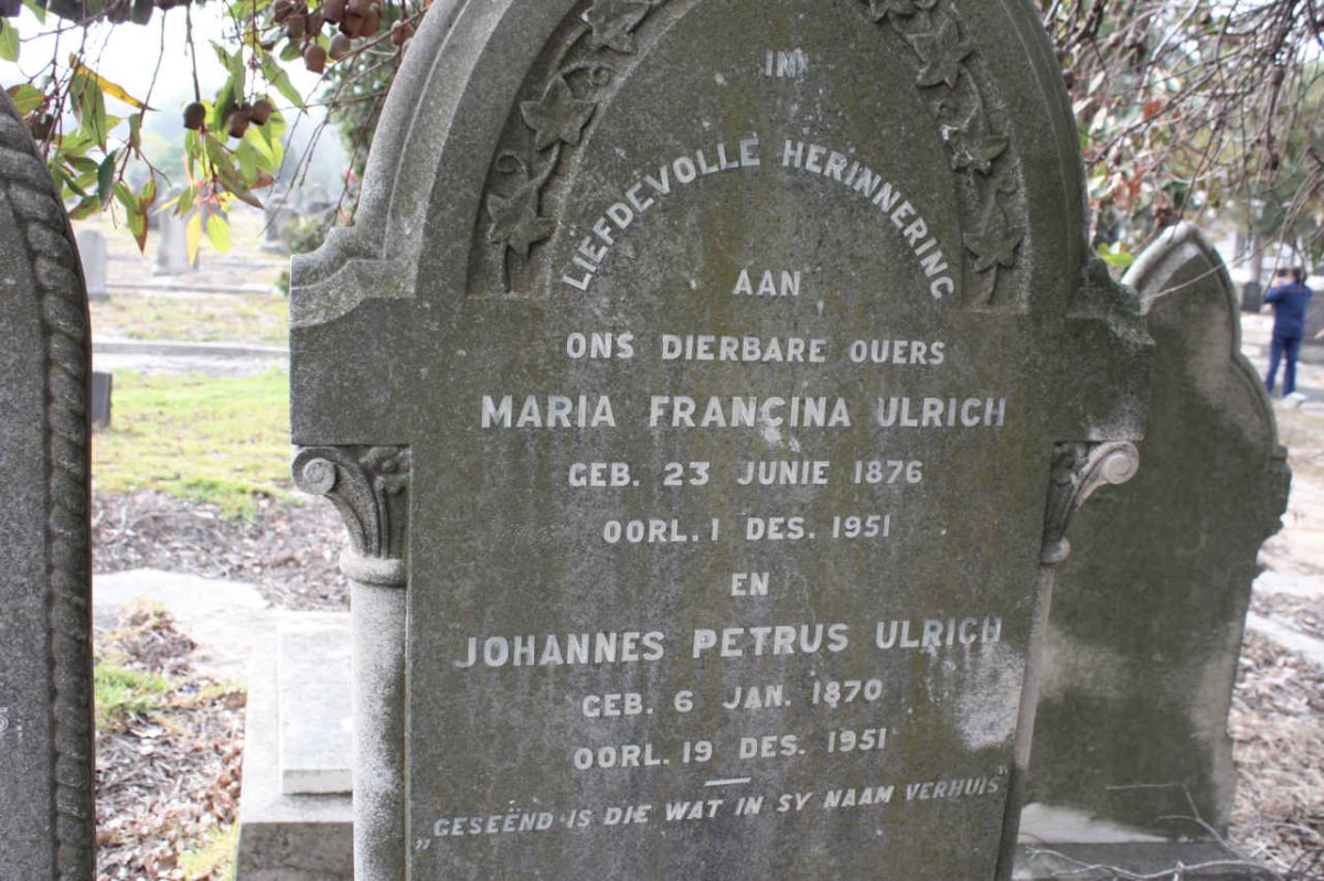 ULRICH Johannes Petrus 1871-1951 &amp; Maria Francina 1876-1951