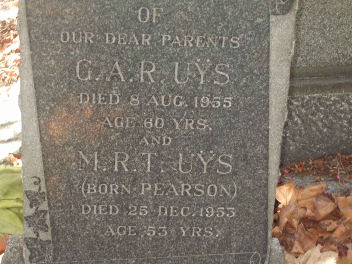 UYS G.A.R. -1955 &amp; M.R.T. PEARSON -1953