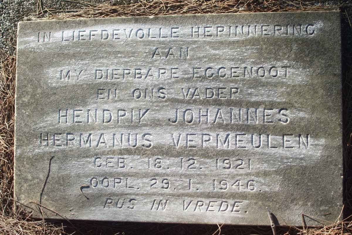 VERMEULEN Hendrik Johannes Hermanus 1921-1946