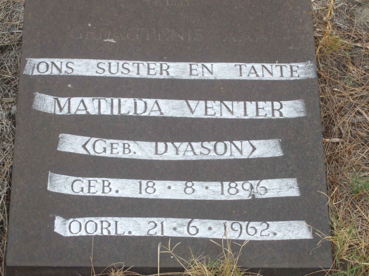 VENTER Matilda nee DYASON 1896-1962
