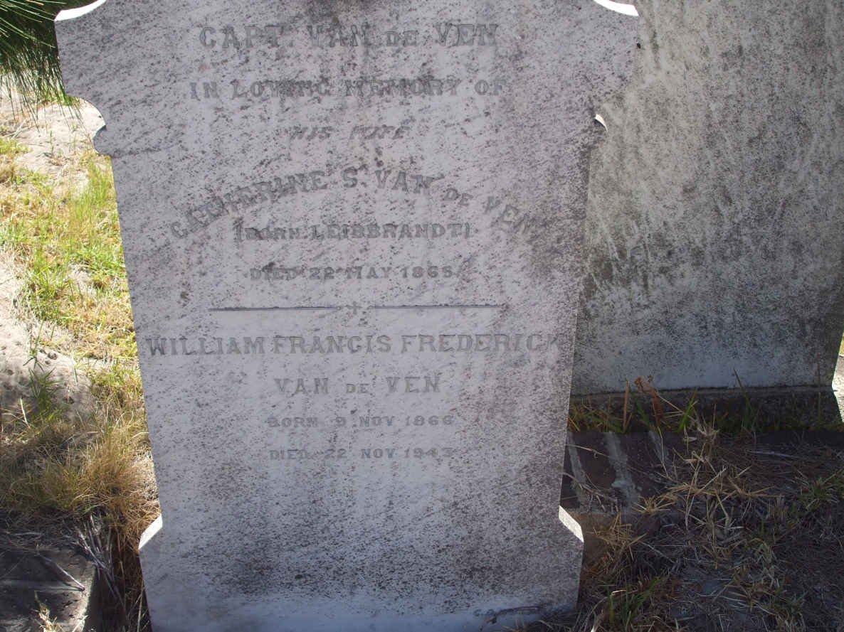 VEN Catherine S., van de nee LEIBBRANDT -1865 :: VAN DE VEN William Francis Frederick 1866-1943