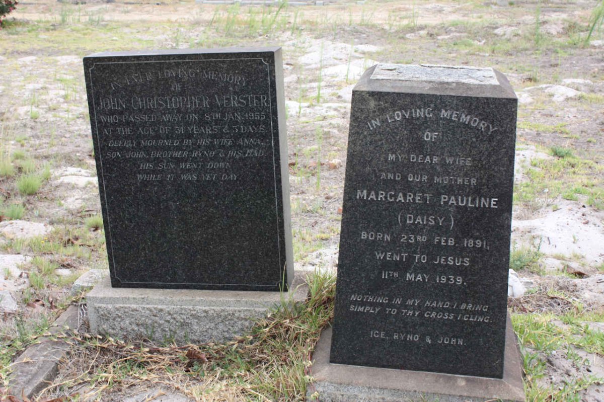 VERSTER John Christopher -1955 ::  VERSTER Margaret Pauline 1891-1939