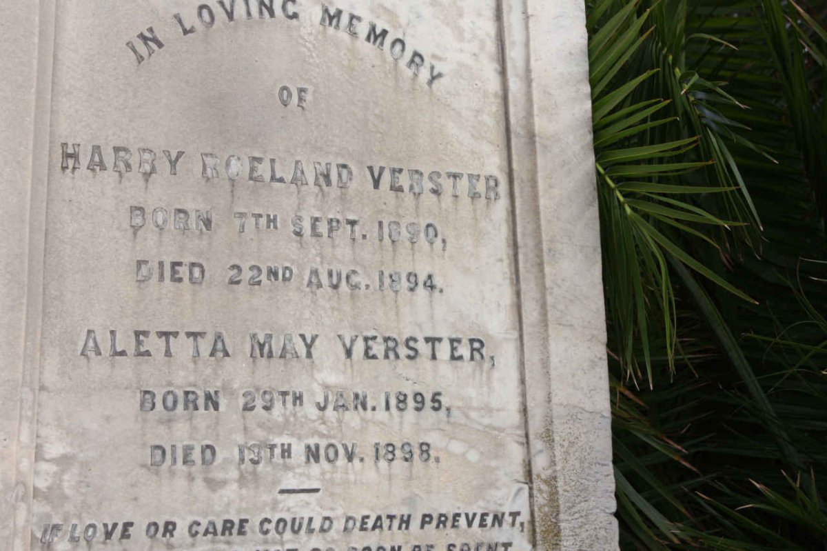 VERSTER Harry Roeland 1880-1894 :: VERSTER Aletta May 1895-1898