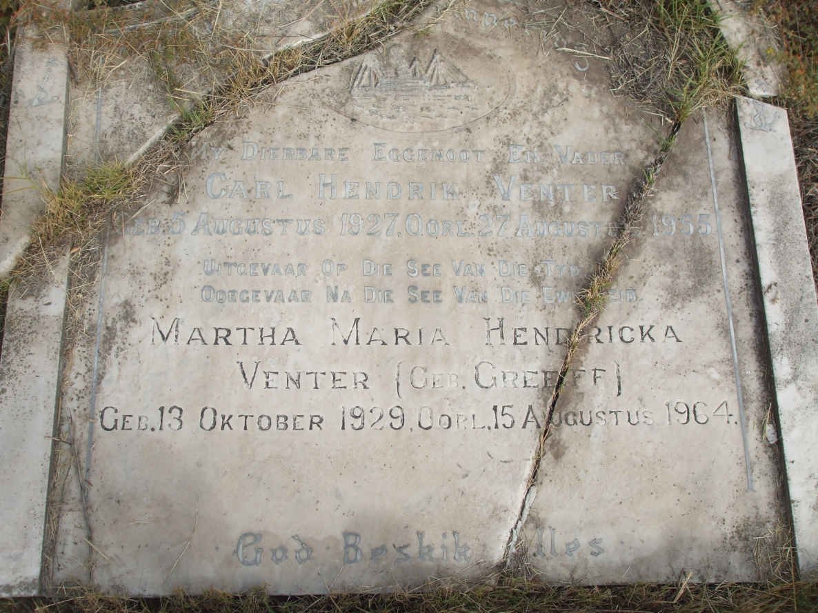 VENTER Carl Hendrik 1927-1955 &amp; Martha Maria Hendricka GREEFF 1929-1964