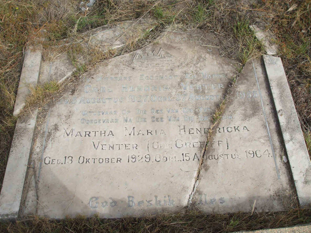 VENTER Carl Hendrik 1927-1955 &amp; Martha Maria Hendricka GREEFF 1929-1964