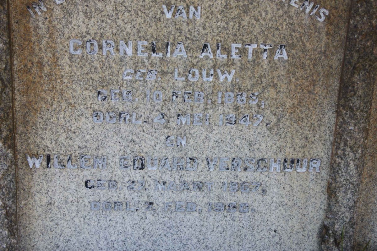 VERSCHUUR Willem Eduard 1867-1950 &amp; Cornelia Aletta LOUW 1865-1947