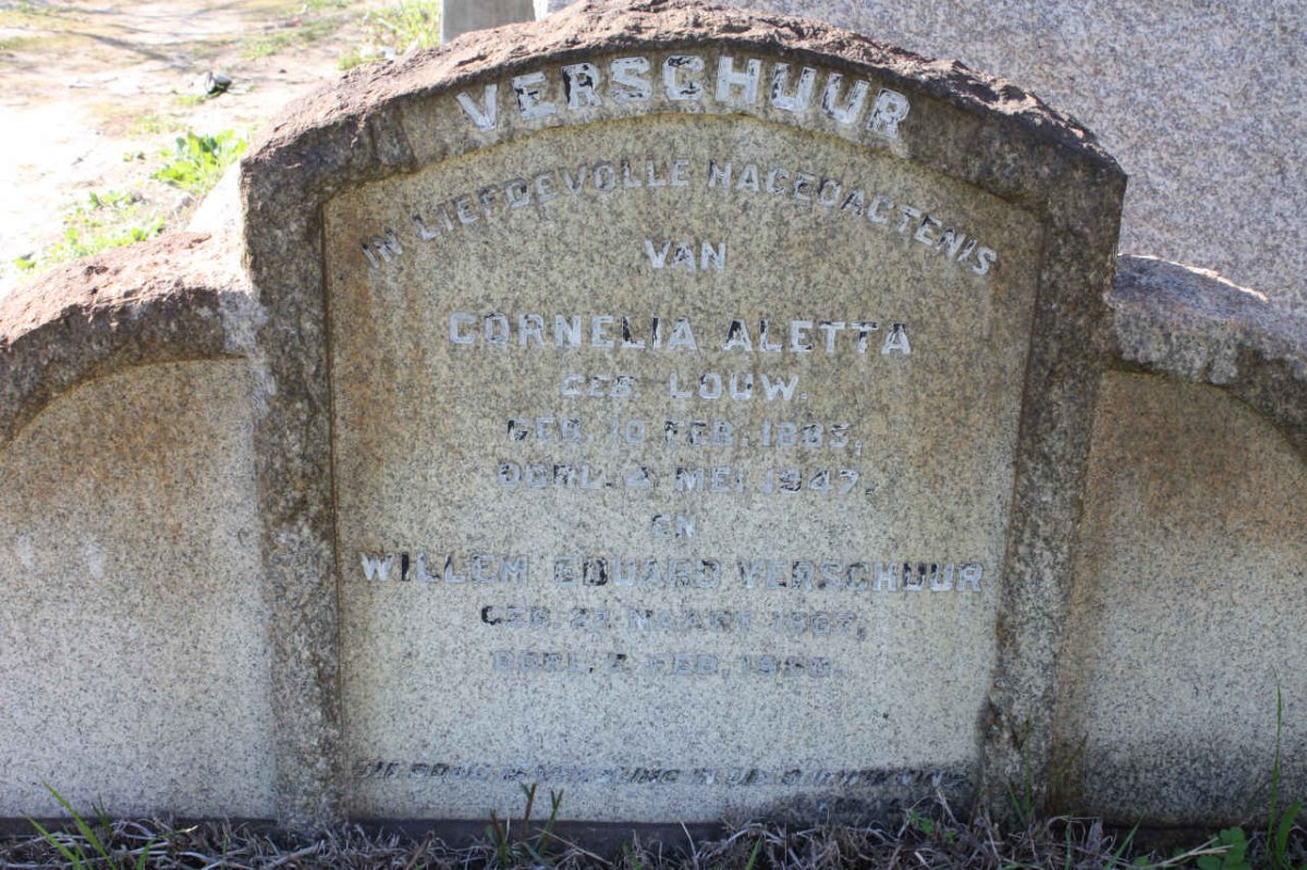 VERSCHUUR Willem Eduard 1867-1950 &amp; Cornelia Aletta LOUW 1865-1947