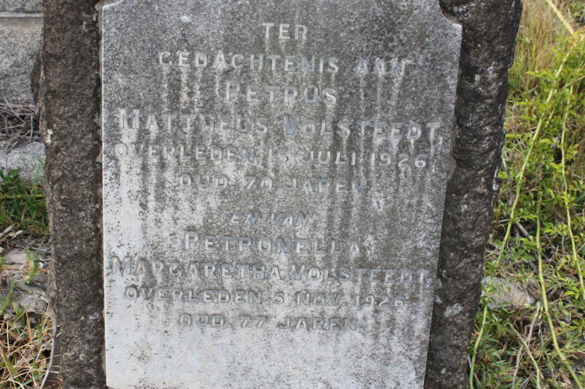 VOLSTEEDT Petrus Mattheus -1926 &amp; Petronella Margaretha -1926