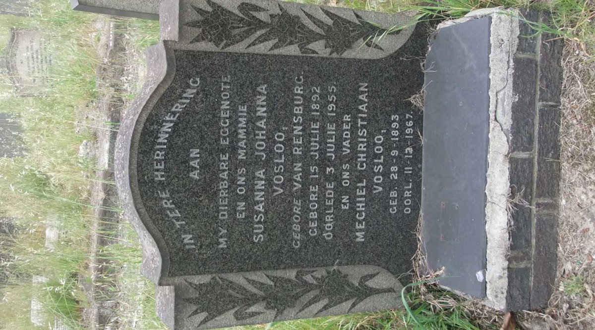 VOSLOO Mechiel Christiaan 1893-1967 &amp; Susanna Johanna VAN RENSBURG 1892-1955