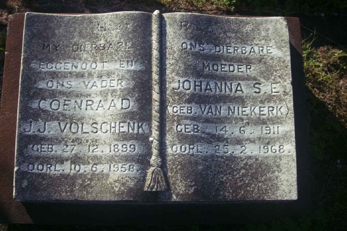 VOLSCHENK Coenraad J.J. 1899-1958 &amp; Johanna S.E. VAN NIEKERK 1911-1968