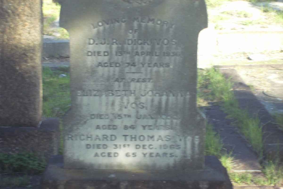 VOS D.J.R. -1936 &amp; Elizabeth Johanna :: VOS Richard Thomas -1965