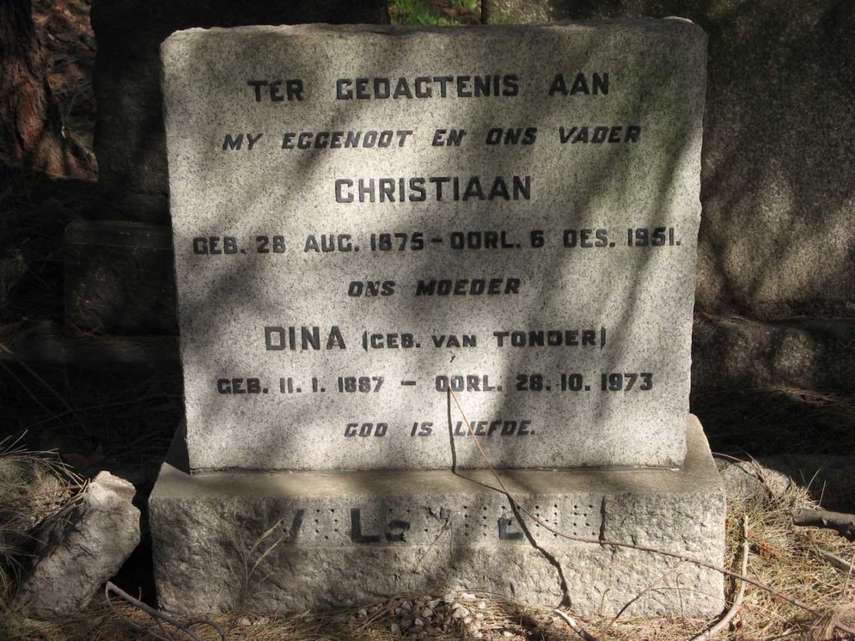 VOLSCHENK Christiaan 1875-1951 &amp; Dina VAN TONDER 1887-1973