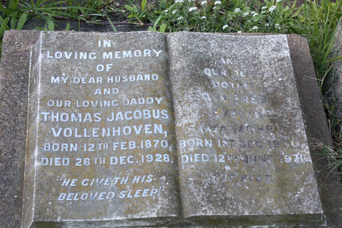 VOLLENHOVEN Thomas Jacobus 1870-1928 &amp; Winifred Eveline MOHR 1900-1971