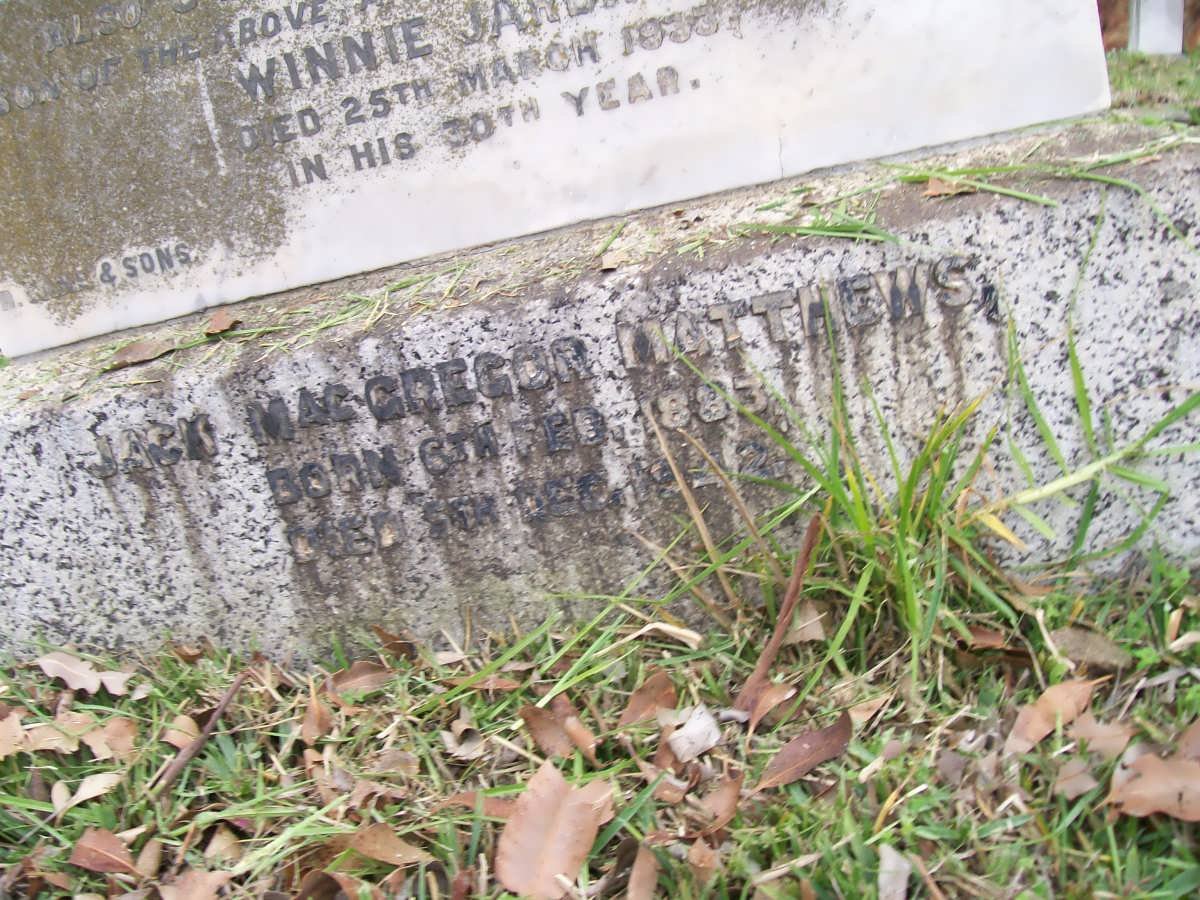 MATTHEWS Jack MacGregor 1883-19?