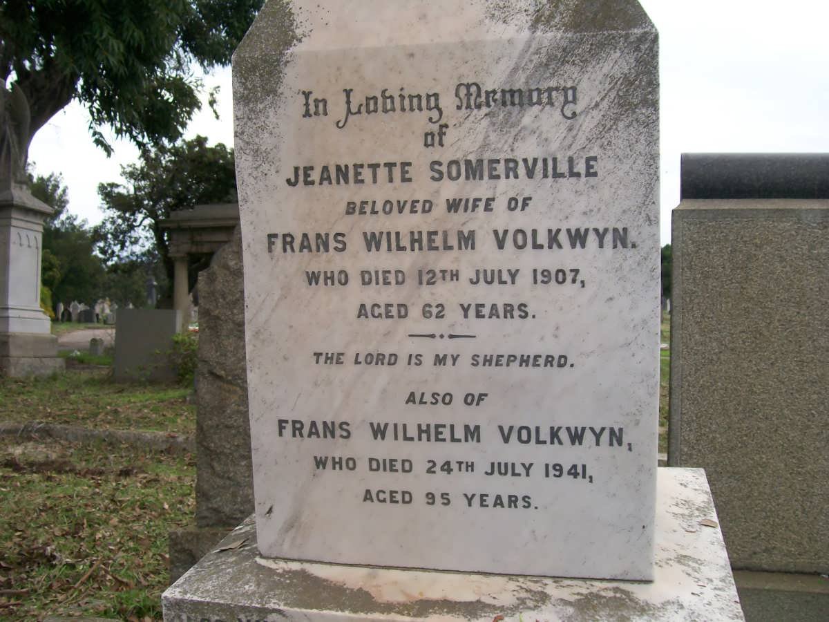 VOLKWYN Frans Wilhelm -1941 &amp; Jeanette SOMERVILLE -1907