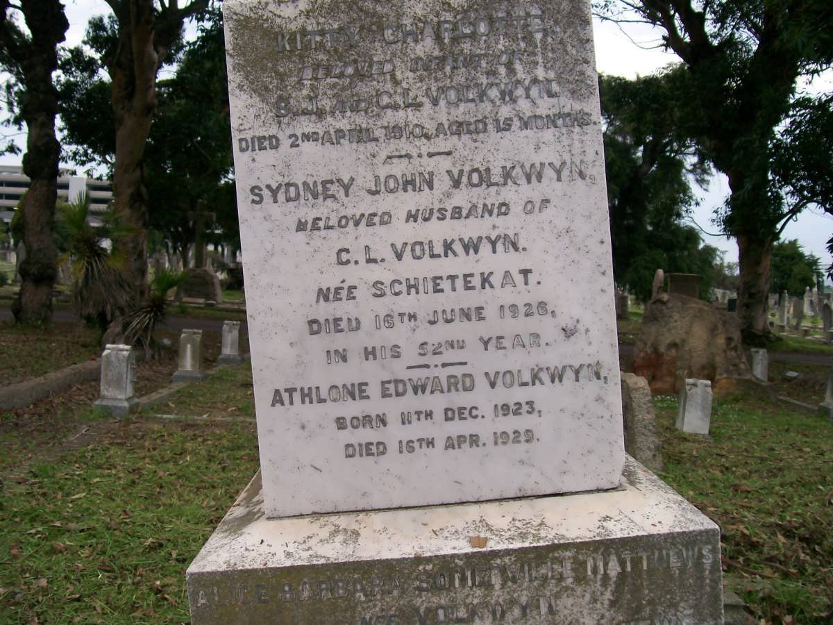 VOLKWYN Sydney John -1926 :: VOLKWYN Athlone Edward 1923-1929