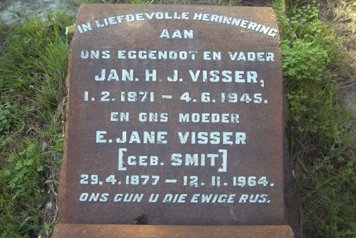 VISSER Jan H.J. 1871-1945 &amp; E. Jane SMIT 1877-1964