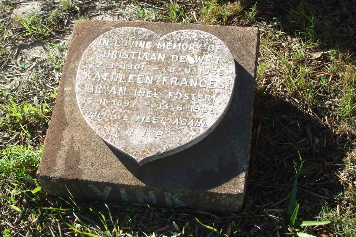 VINK Christiaan de Wet 1901-1958 &amp; Kathleen Frances Bryan FOSTER 1897-1968