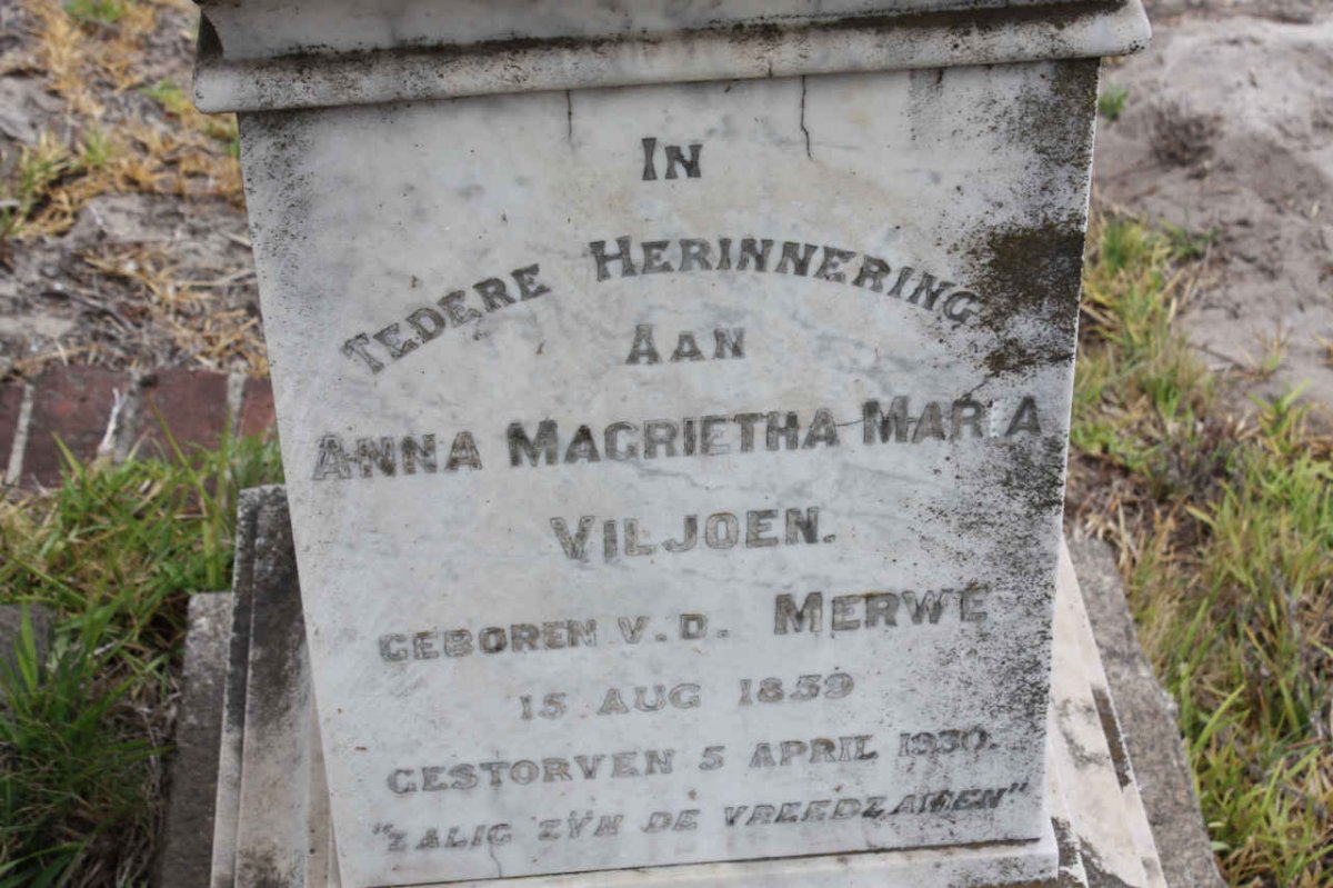 VILJOEN Anna Magrietha Maria nee V.D. MERWE 1859-1930