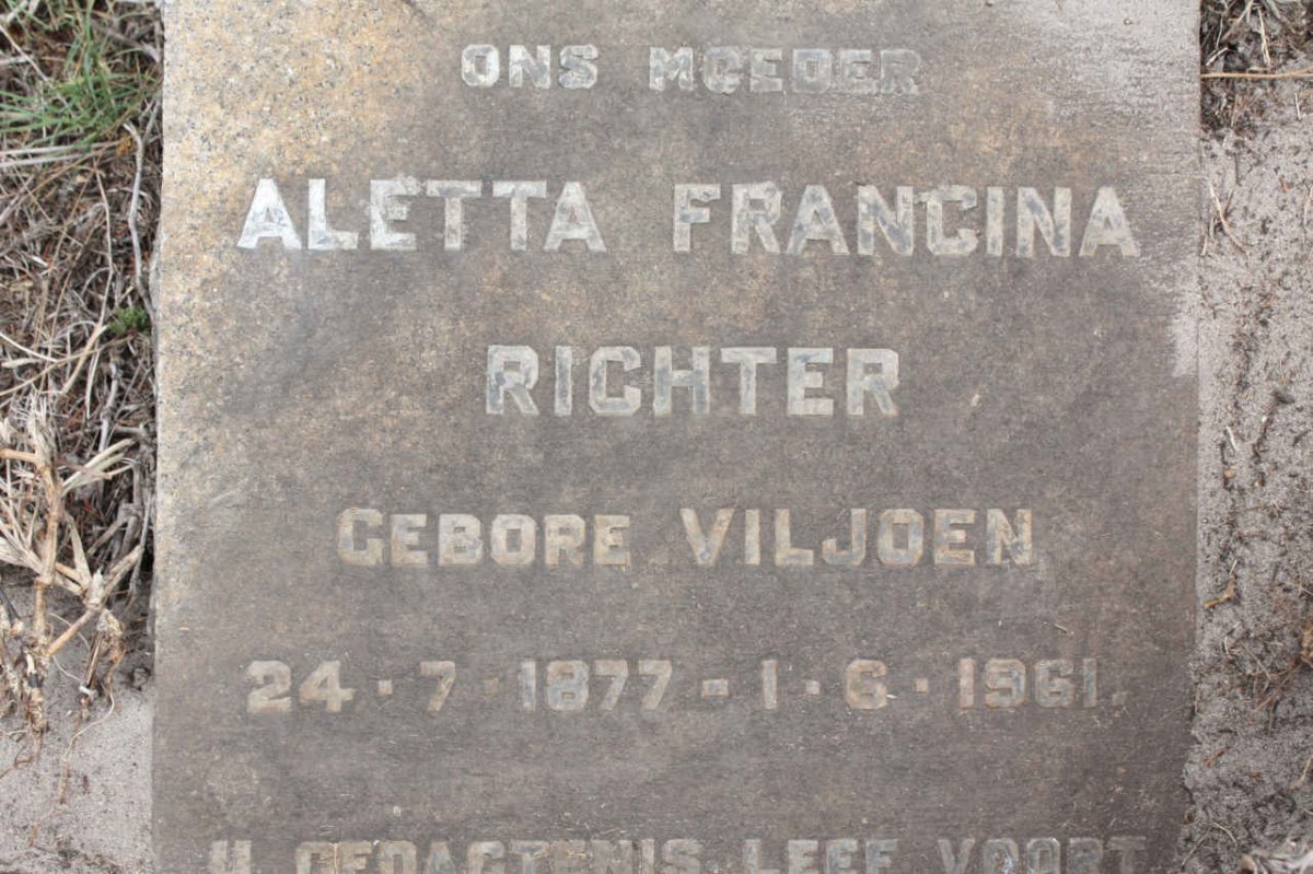 RICHTER Aletta Francina nee VILJOEN 1877-1961