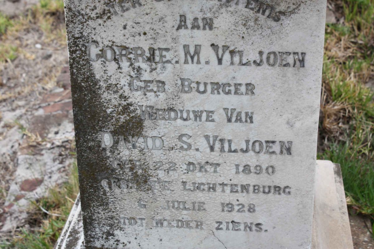 VILJOEN Corrie M. nee BURGER 1890-1928