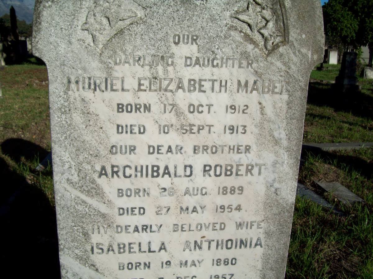 VINCENT Muriel Elizabeth Mabel 1912-1913 :: VINCENT Archibald Robert 1889-1954