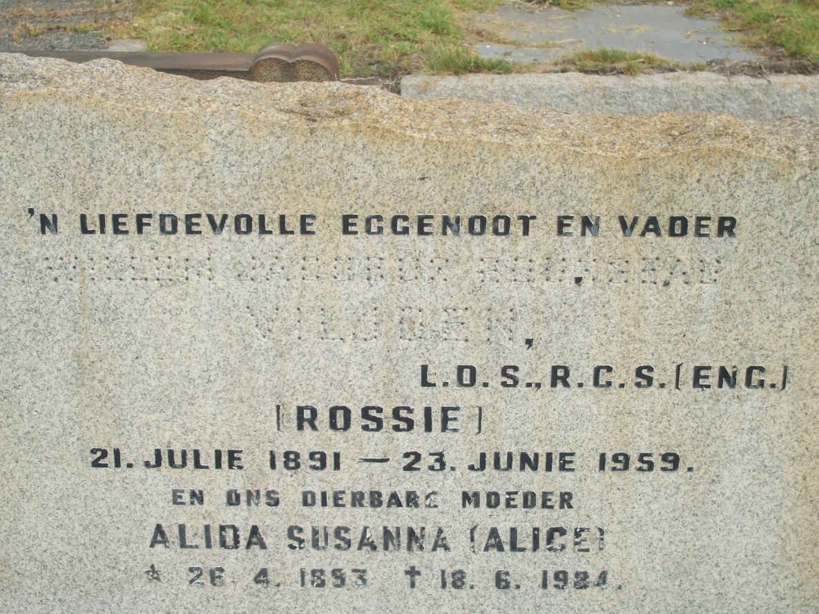 VILJOEN Willem Jacobus Rousseau 1891-1959 &amp; Alida Susanna 1893-19?4