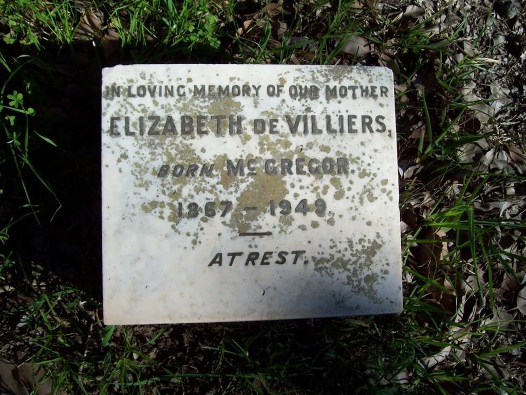 VILLIERS Elizabeth, de nee McGREGOR 1867-1949