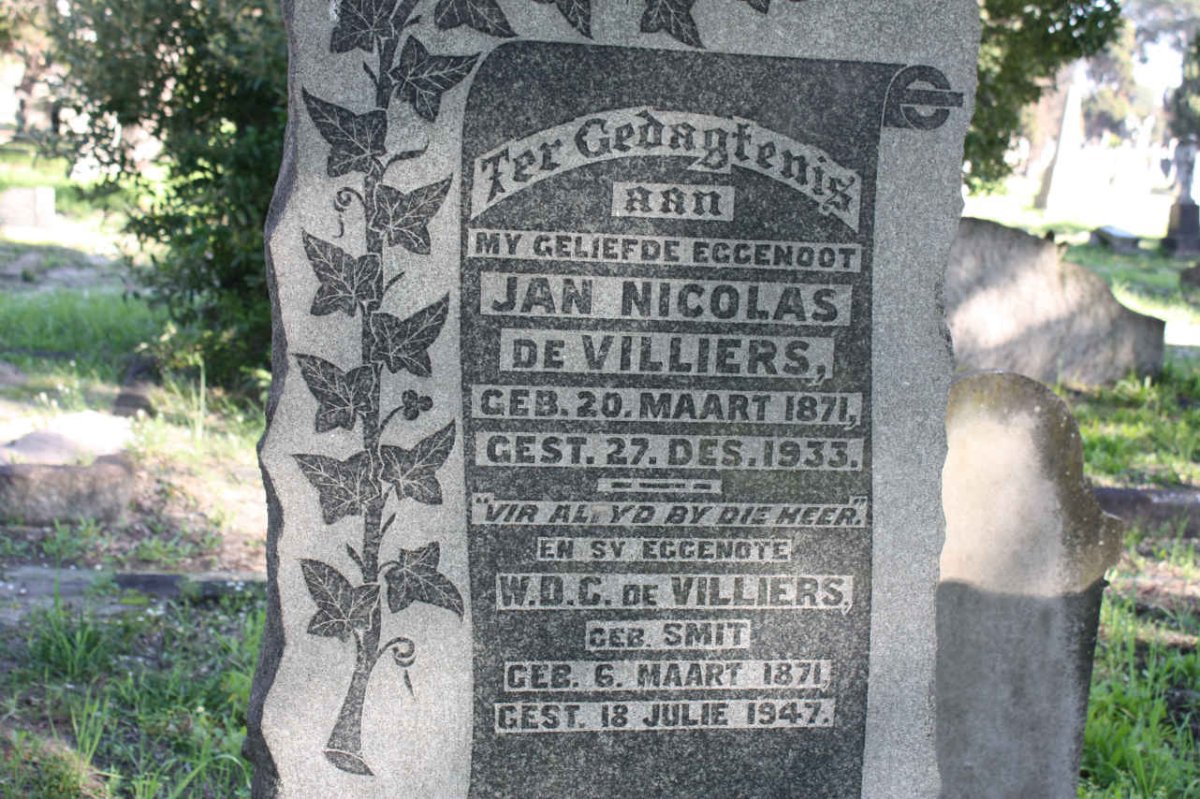 VILLIERS Jan Nicolas, de 1871-1933 &amp; W.D.G. SMIT 1871-1947