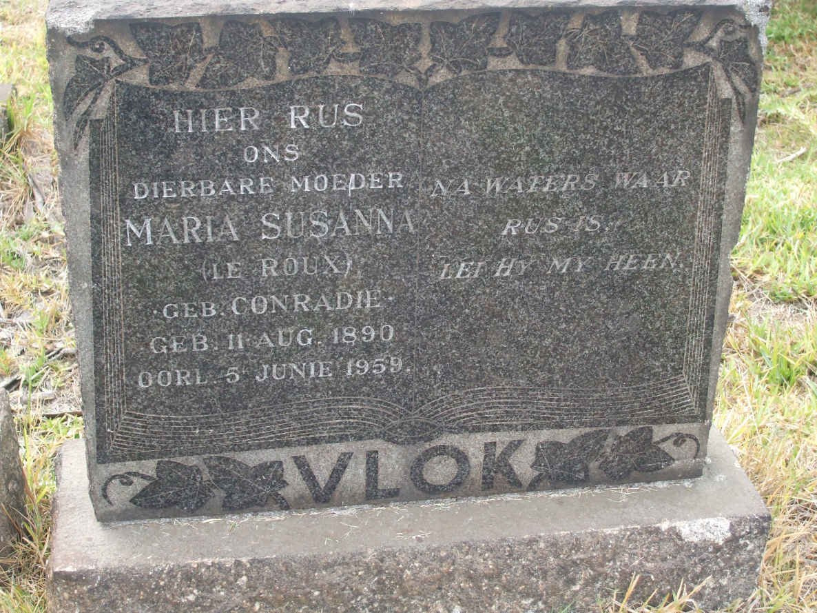 VLOK Maria Susanna nee LE ROUX 1890-1959