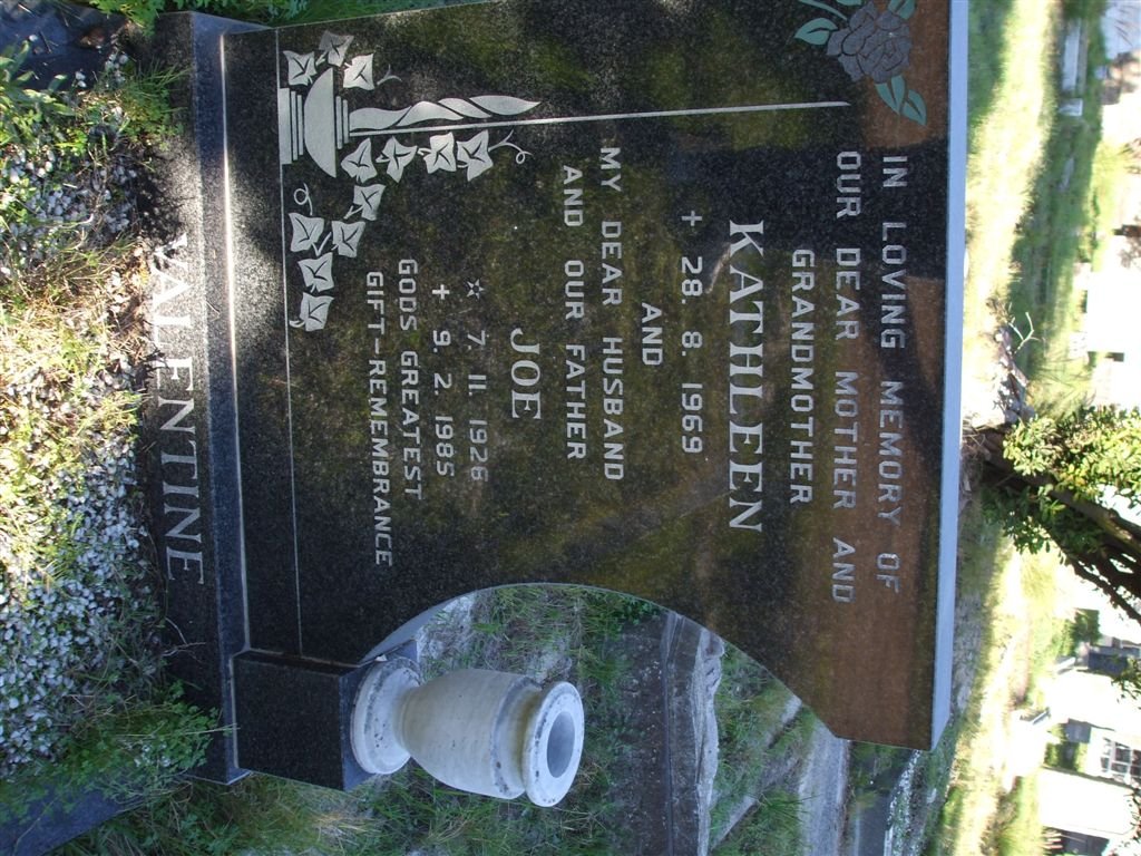 VALENTINE Joe 1926-1985 &amp; Kathleen -1969
