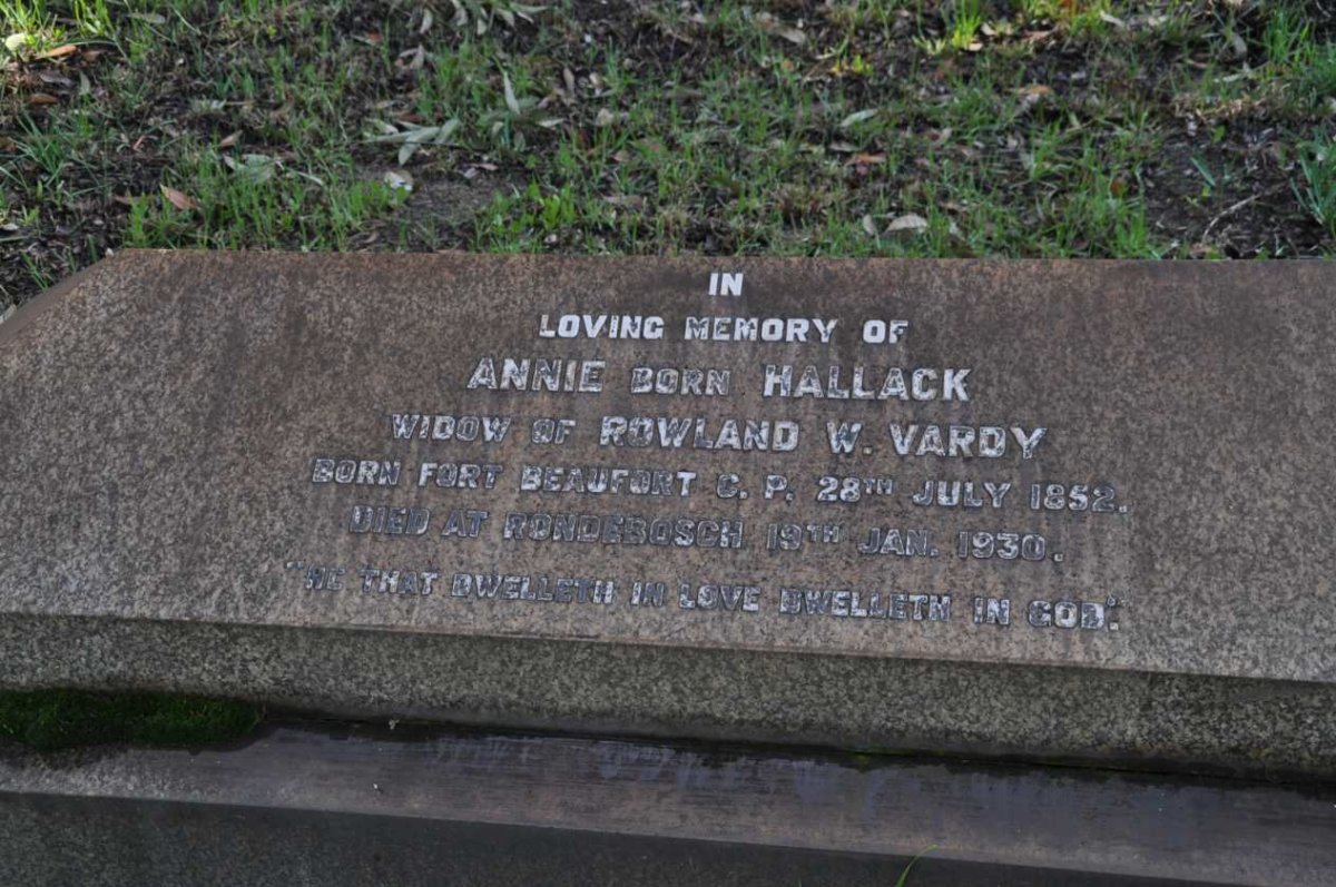 VARDY Annie nee HALLACK 1852-1930