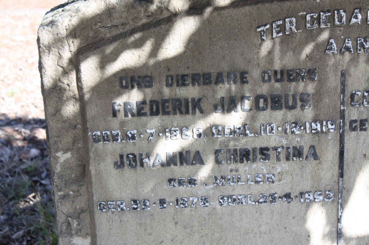 VREY Frederik Jacobus 1868-1919 &amp; Johanna Christina MULLER 1876-1953