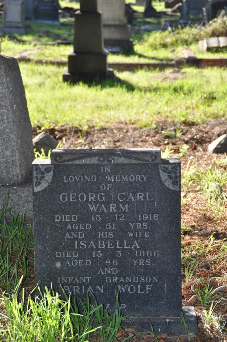 WARM Georg Carl -1916 &amp; Isabella -1966 :: WOLF Brian